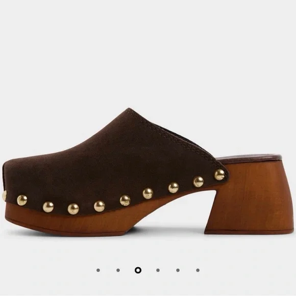 Aldo Brown Suede Studded Clog Mule - Picture 3 of 8